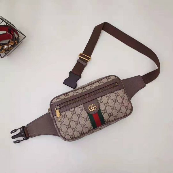 Gucci GG Unisex Ophidia GG Belt Bag in BeigeEbony Soft GG Supreme Canvas (8)