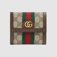 Gucci GG Unisex Ophidia GG French Flap Wallet in BeigeEbony GG Supreme Canvas (1)