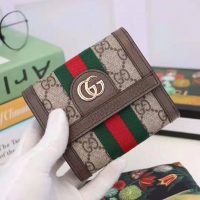 Gucci GG Unisex Ophidia GG French Flap Wallet in BeigeEbony GG Supreme Canvas (1)