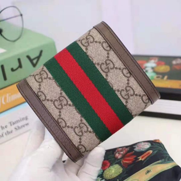 Gucci GG Unisex Ophidia GG French Flap Wallet in BeigeEbony GG Supreme Canvas (3)