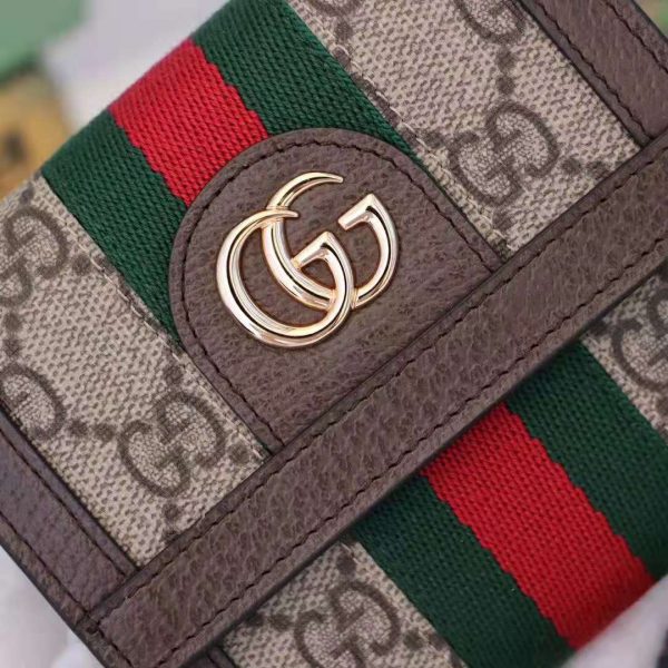 Gucci GG Unisex Ophidia GG French Flap Wallet in BeigeEbony GG Supreme Canvas (4)