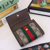 Gucci GG Unisex Ophidia GG French Flap Wallet in BeigeEbony GG Supreme Canvas (1)