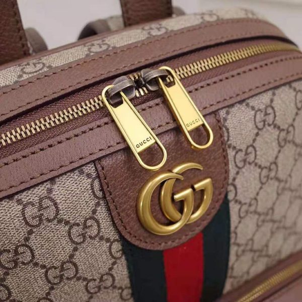 Gucci GG Unisex Ophidia GG Medium Backpack in BeigeEbony GG Supreme Canvas (4)
