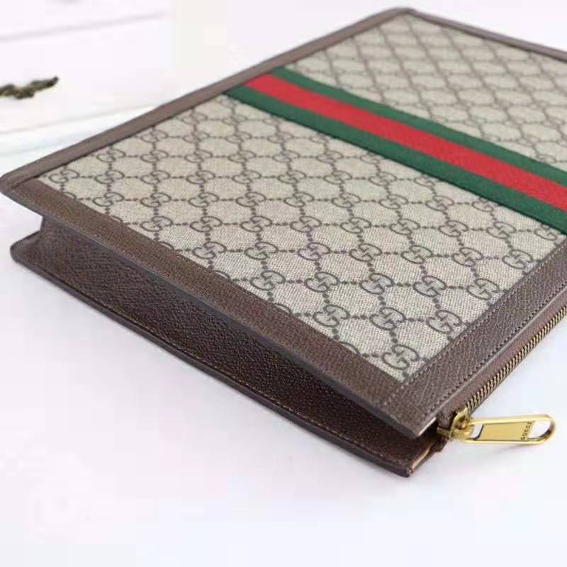 Gucci GG Unisex Ophidia GG Portfolio in Beige/Ebony GG Supreme Canvas