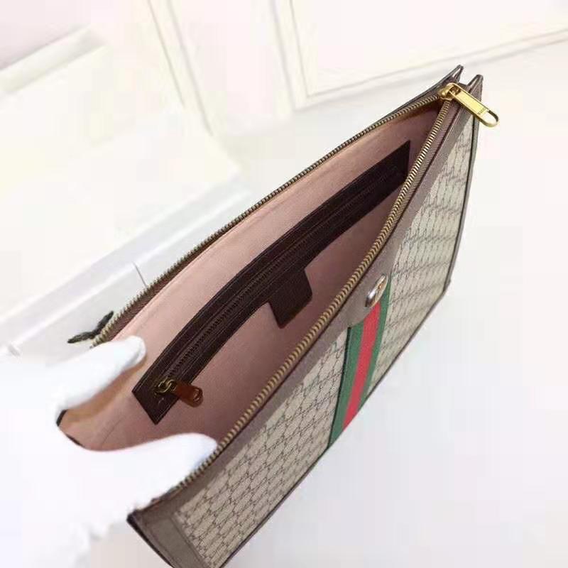 Gucci GG Unisex Ophidia GG Portfolio in Beige/Ebony GG Supreme Canvas