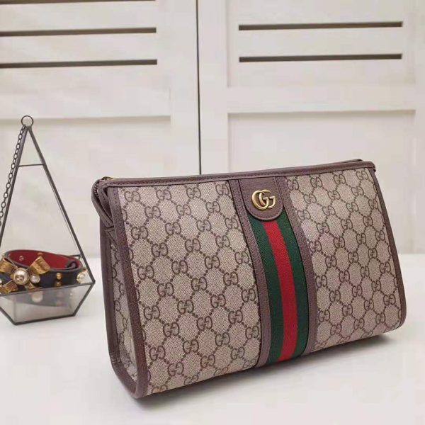 Gucci GG Unisex Ophidia GG Toiletry Case in BeigeEbony GG Supreme Canvas (4)