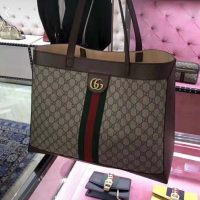 Gucci GG Unisex Ophidia GG Tote in BeigeEbony GG Supreme Canvas (1)