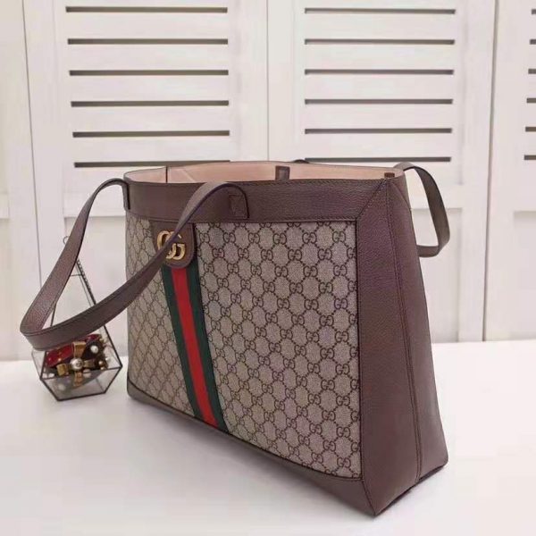 Gucci GG Unisex Ophidia GG Tote in BeigeEbony GG Supreme Canvas (9)