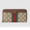 Gucci GG Unisex Ophidia GG Zip Around Wallet in BeigeEbony GG Supreme Canvas