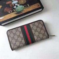 Gucci GG Unisex Ophidia GG Zip Around Wallet in BeigeEbony GG Supreme Canvas (1)