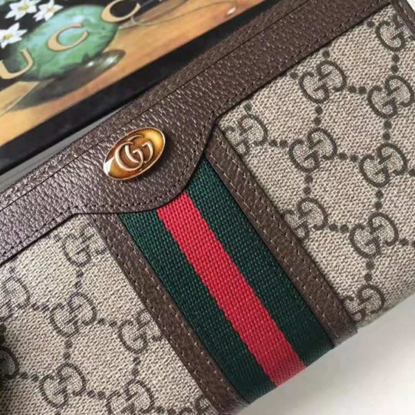 Gucci GG Unisex Ophidia GG Zip Around Wallet in BeigeEbony GG Supreme Canvas (5)