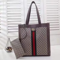 Gucci GG Unisex Ophidia Soft GG Supreme Large Tote in BeigeEbony GG Supreme Canvas (1)