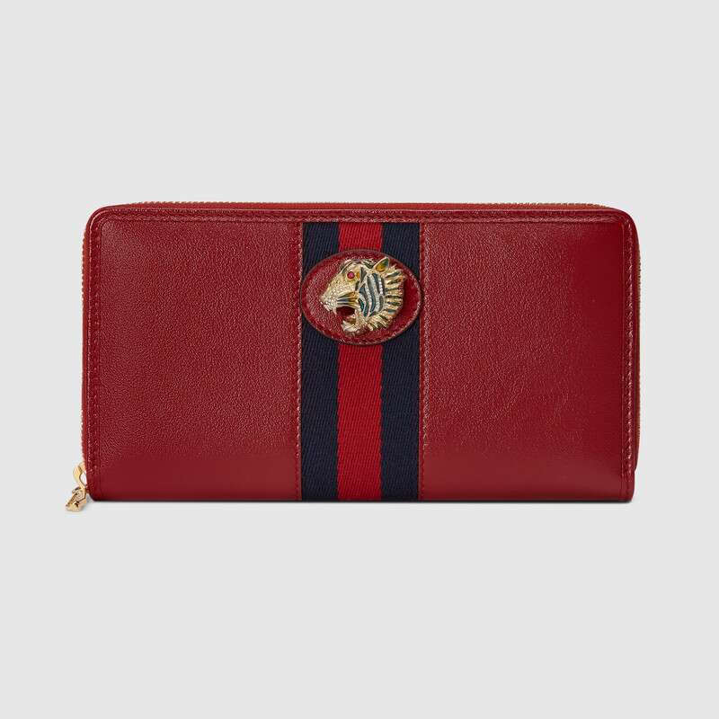 Gucci GG Unisex Rajah Zip Around Wallet in Cerise Leather with a ...