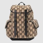 Gucci GG Unisex Small GG Wool Backpack in Wool and Leather-Beige