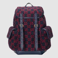Gucci GG Unisex Small GG Wool Backpack in Wool and Leather-Blue (1)