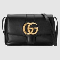 Gucci GG Women Arli Small Shoulder Bag in Leather with Double G Hardware-White
