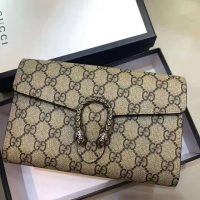 Gucci GG Women Dionysus GG Supreme Chain Wallet-Sandy (1)