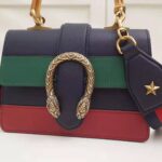 Gucci GG Women Dionysus Medium Top Handle Bag in Blue Gucci Green and Hibiscus Red Leather – Bild 4