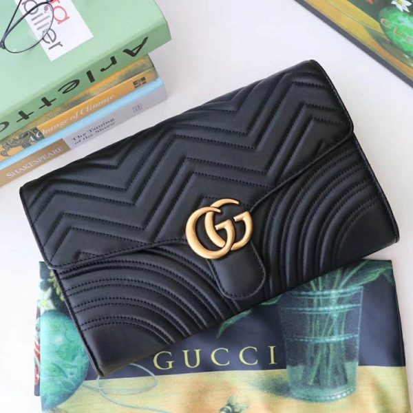 Gucci GG GG Marmont in Black Matelassé Chevron Leather with a Heart - LULUX