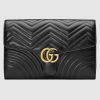 Gucci GG Women GG Marmont Clutch in Black Matelassé Chevron Leather with a Heart