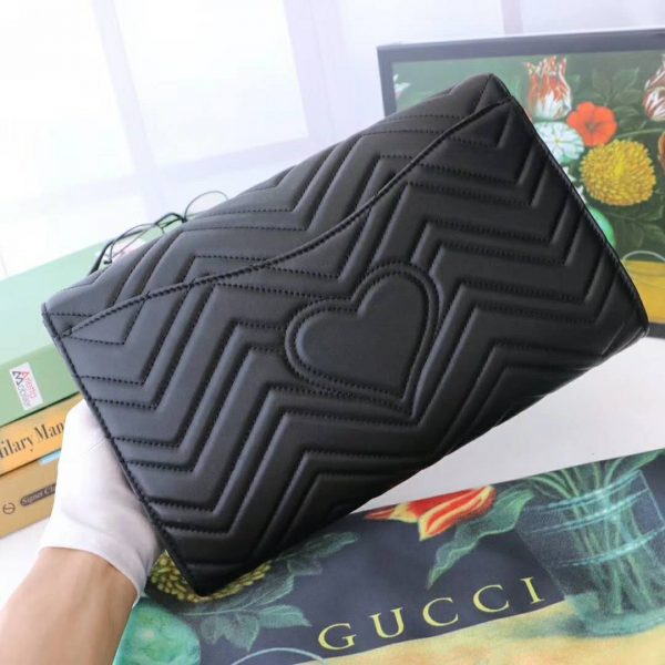 Gucci GG Women GG Marmont Clutch in Black Matelassé Chevron Leather with a Heart (7)