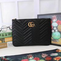 Gucci GG Women GG Marmont Leather Pouch in Black Matelassé Chevron Leather with Heart (1)