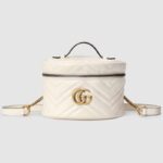 Gucci GG Women GG Marmont Mini Backpack in Matelassé Chevron Leather-White