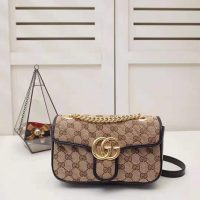 Gucci GG Women GG Marmont Mini Bag in BeigeEbony Original GG Canvas (1)