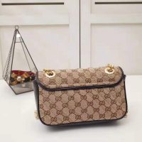 Gucci GG Women GG Marmont Mini Bag in BeigeEbony Original GG Canvas (1)