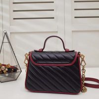 Gucci GG Women GG Marmont Mini Top Handle Bag in Black Diagonal Matelassé Leather (1)