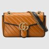 Gucci GG Women GG Marmont Small Shoulder Bag in Diagonal Matelassé Leather-Yellow