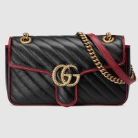 Gucci GG Women GG Marmont Small Shoulder Bag in Diagonal Matelassé Leather-Yellow