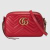 Gucci GG Women GG Marmont Small Shoulder Bag in Matelassé Chevron Leather-Red