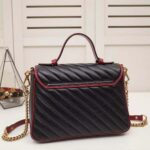 Gucci GG Women GG Marmont Small Top Handle Bag in Black Diagonal Matelassé Leather - Image 4