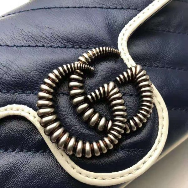 Gucci GG Women GG Marmont Super Mini Bag in Blue Diagonal Matelassé Leather (5)