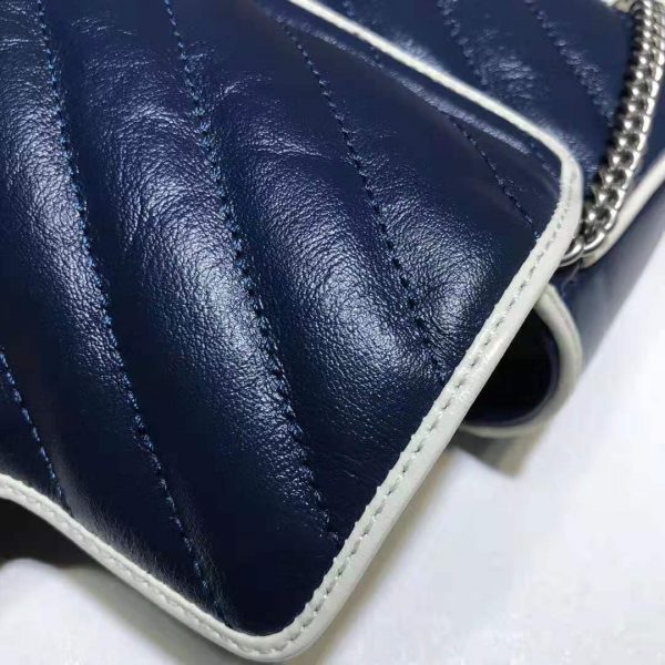 Gucci GG Women GG Marmont Super Mini Bag in Blue Diagonal Matelassé Leather (6)