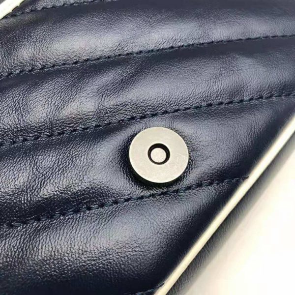 Gucci GG Women GG Marmont Super Mini Bag in Blue Diagonal Matelassé Leather (9)