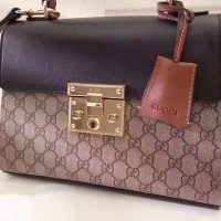 Gucci GG Women GG Padlock Small GG Top Handle Bag in Beige GG Supreme Canvas (1)