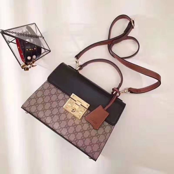 Gucci GG Women GG Padlock Small GG Top Handle Bag in Beige GG Supreme Canvas (6)