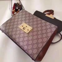 Gucci GG Women GG Padlock Small GG Top Handle Bag in Beige GG Supreme Canvas (1)