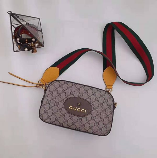 Gucci GG Women GG Supreme Messenger Bag in BeigeEbony GG Supreme Canvas (10)
