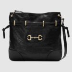 Gucci GG Women Gucci 1955 Horsebit Messenger Bag in Black Soft Leather