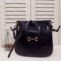 Gucci GG Women Gucci 1955 Horsebit Messenger Bag in Black Soft Leather