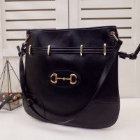 Gucci GG Women Gucci 1955 Horsebit Messenger Bag in Black Soft Leather