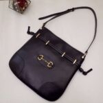 Gucci GG Women Gucci 1955 Horsebit Messenger Bag in Black Soft Leather - Image 2