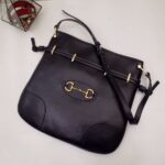 Gucci GG Women Gucci 1955 Horsebit Messenger Bag in Black Soft Leather - Image 3