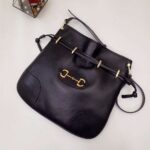 Gucci GG Women Gucci 1955 Horsebit Messenger Bag in Black Soft Leather - Image 5
