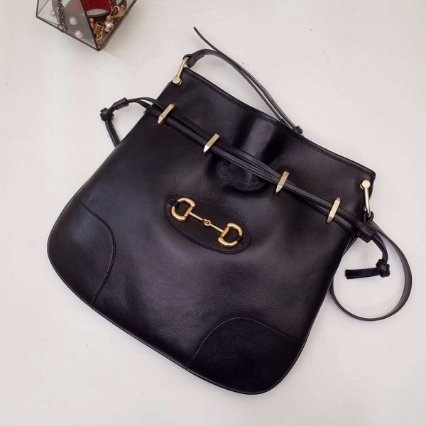 Gucci GG Women Gucci 1955 Horsebit Messenger Bag in Black Soft Leather (9)