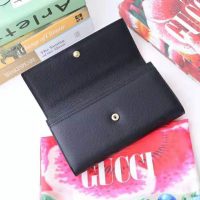 Gucci GG Women Gucci Zumi Grainy Leather Continental Wallet-Black (1)