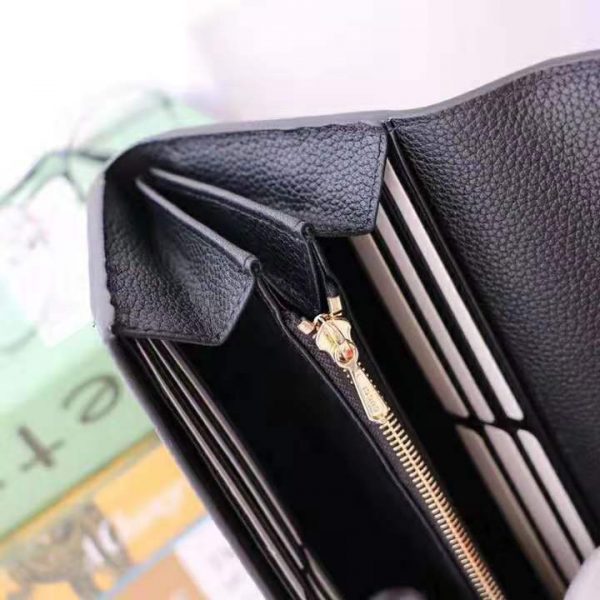 Gucci GG Women Gucci Zumi Grainy Leather Continental Wallet-Black (7)